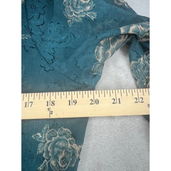 Venus Teal Floral Wrap Blouse Womens Long Sleeve V-Neck Size 12 - Picture 7 of 11